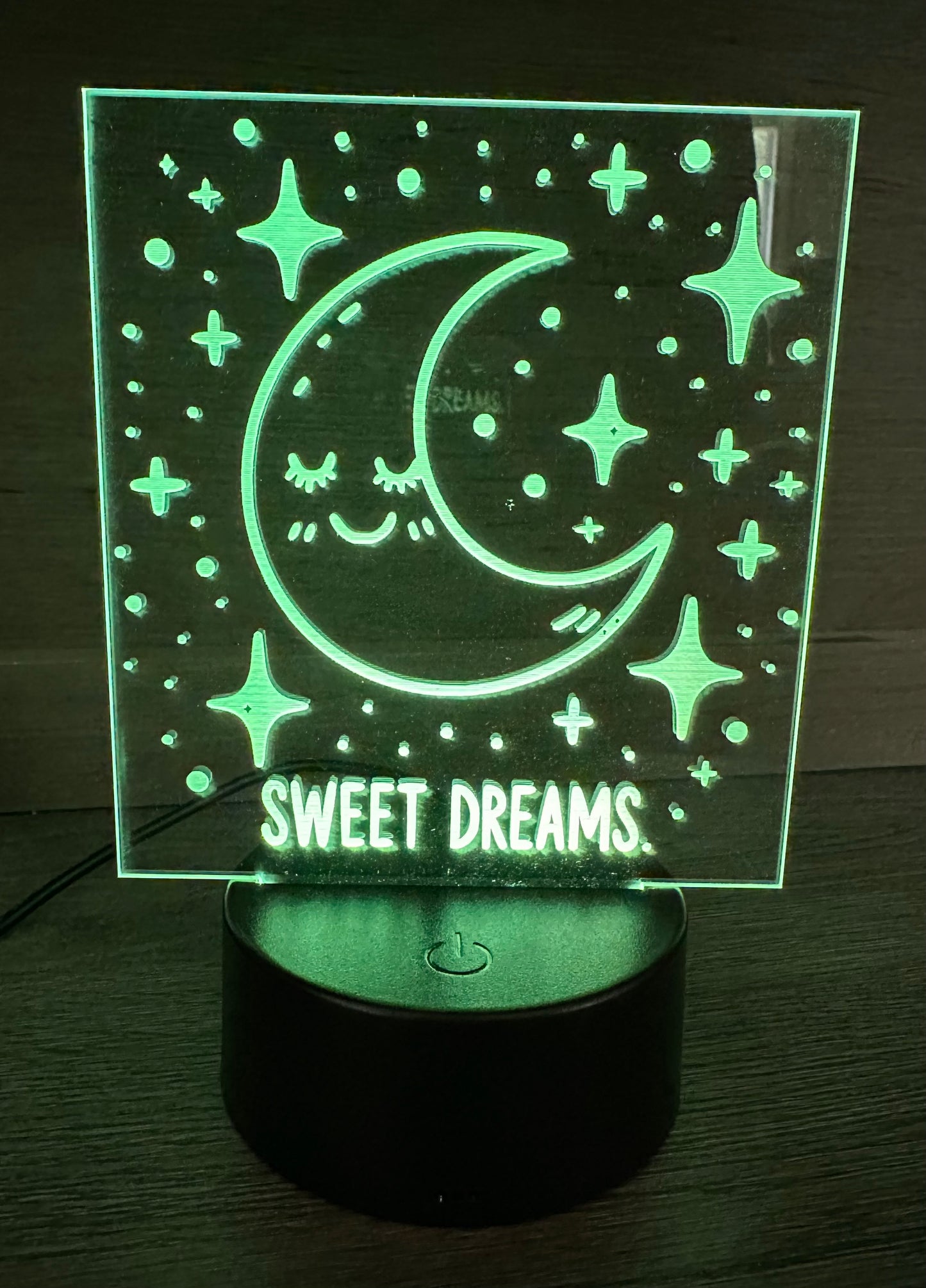 Engraved Acrylic with LED Light Base and Remote Control: Sweet Dreams