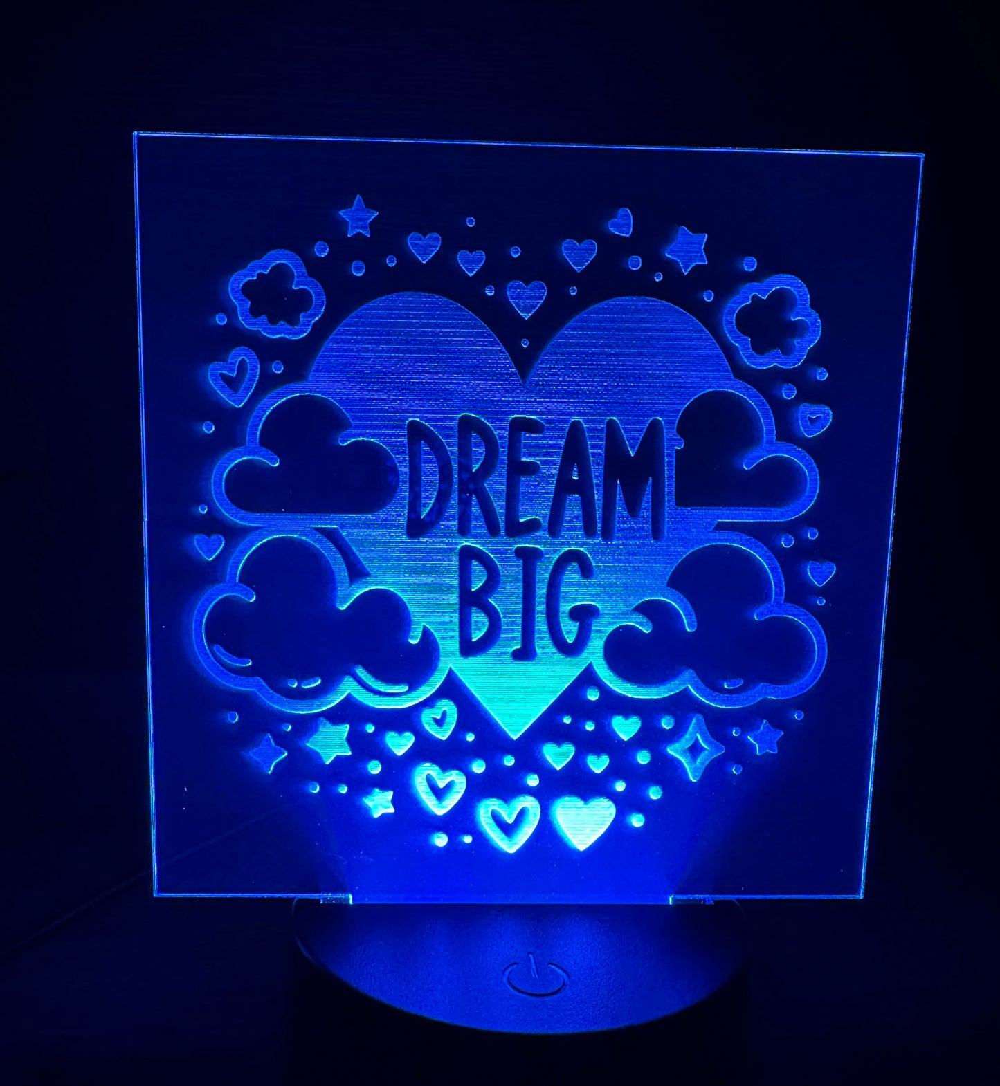 Engraved Acrylic with LED Light Base and Remote Control: Dream Big