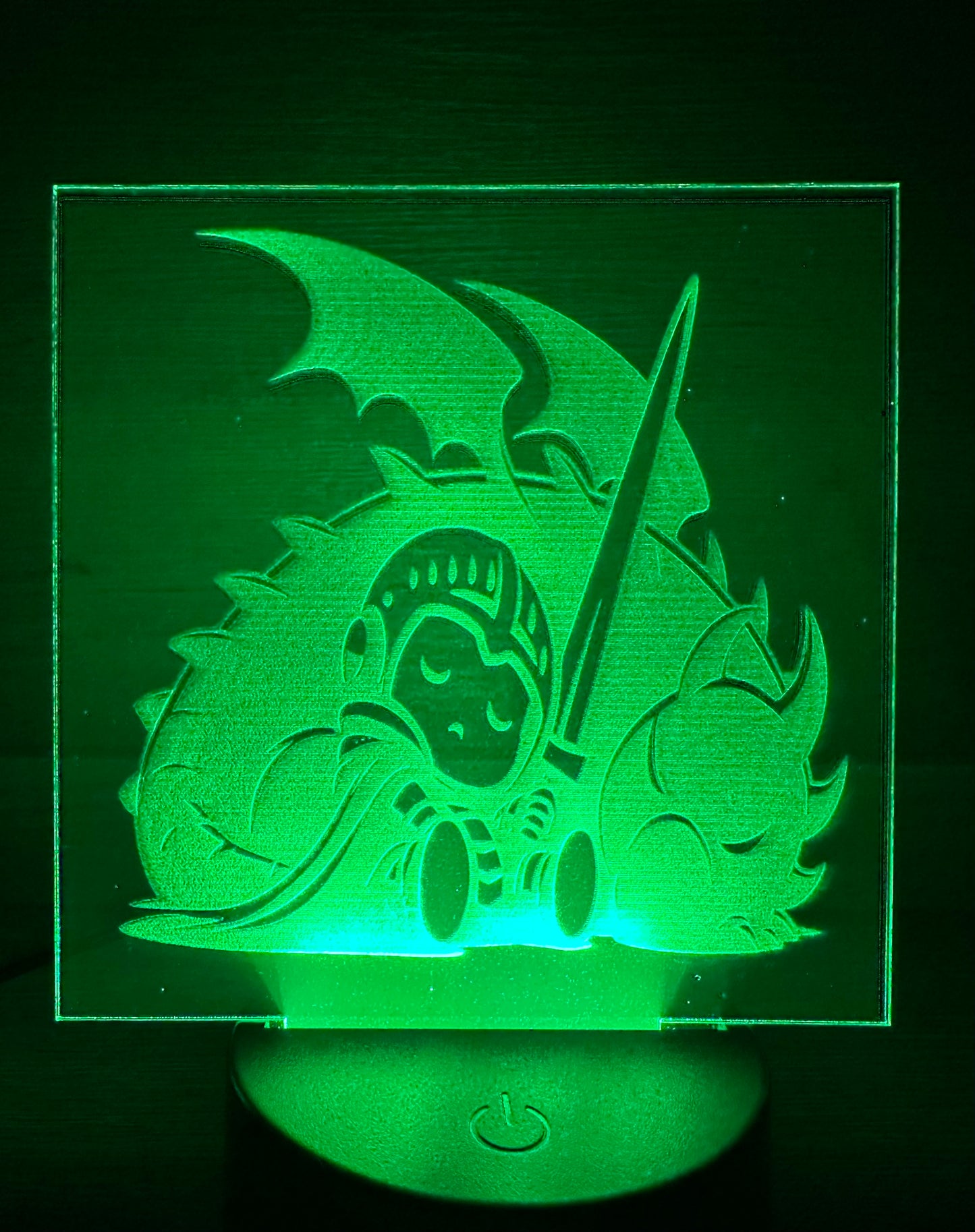 Engraved Acrylic with LED Light Base and Remote Control: Knight with Dragon Bestie