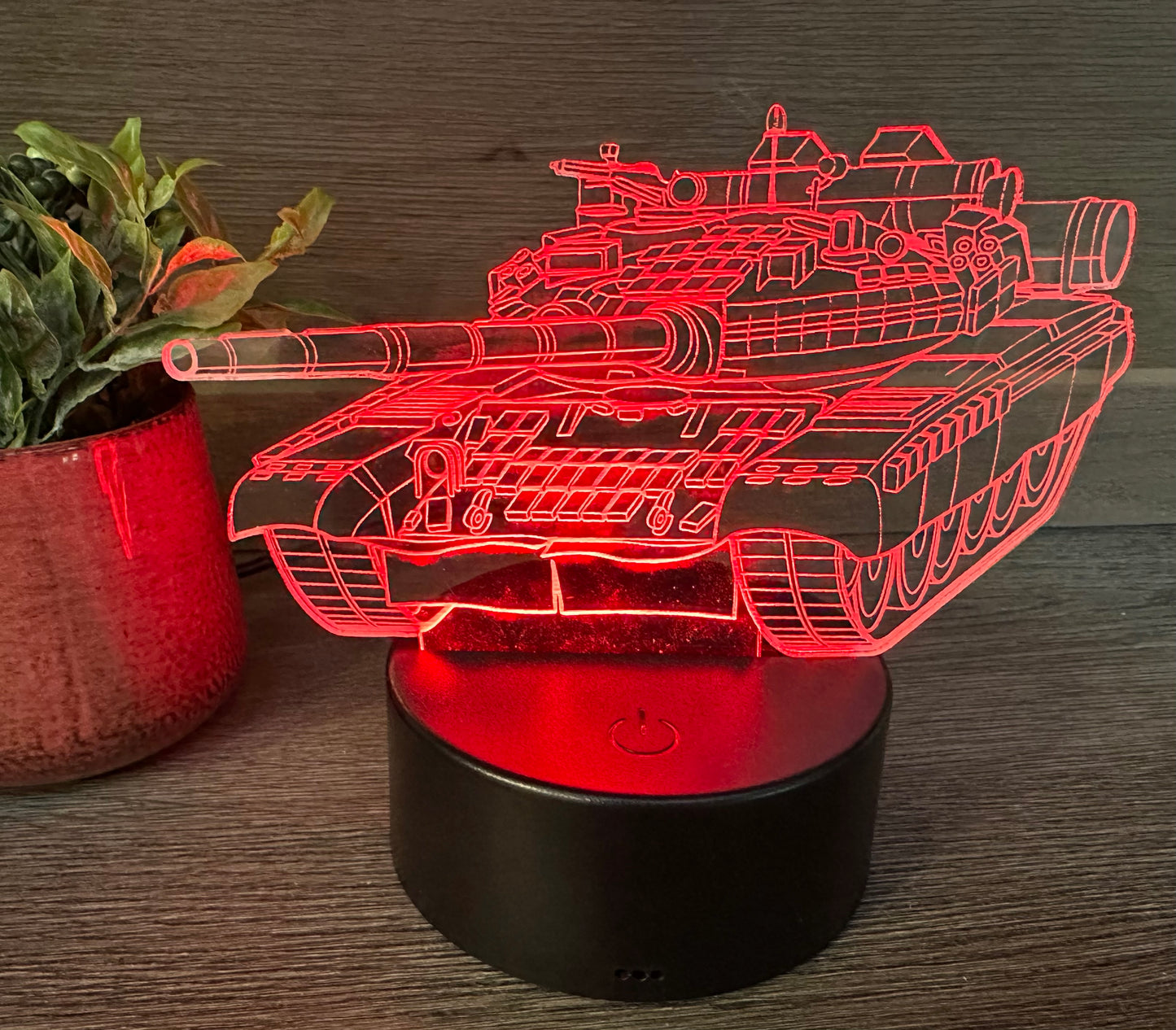 Tank - LED Engraved Acrylic Light with Base and Remote Control