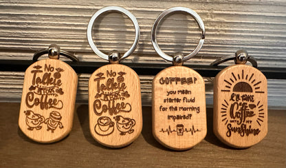 Wooden Keychain -  Coffee Collection I (Set of 4)