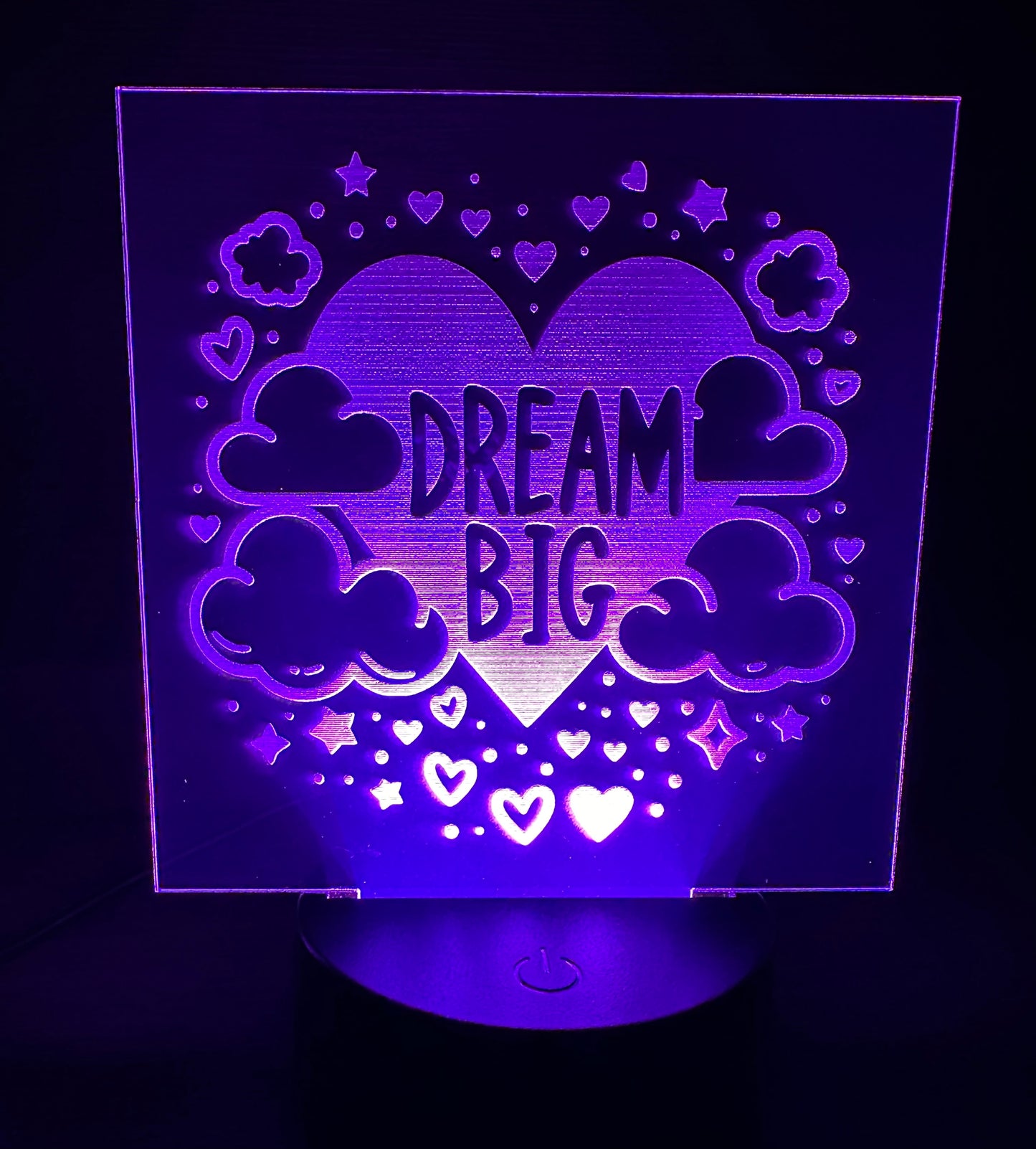 Engraved Acrylic with LED Light Base and Remote Control: Dream Big