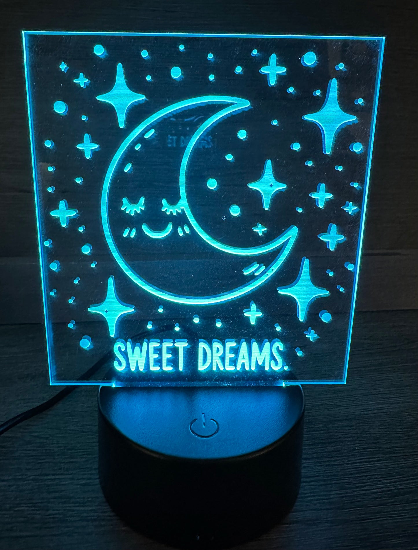 Engraved Acrylic with LED Light Base and Remote Control: Sweet Dreams