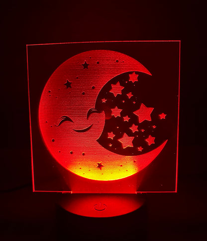 Engraved Acrylic with LED Light Base and Remote Control: Smiling Moon