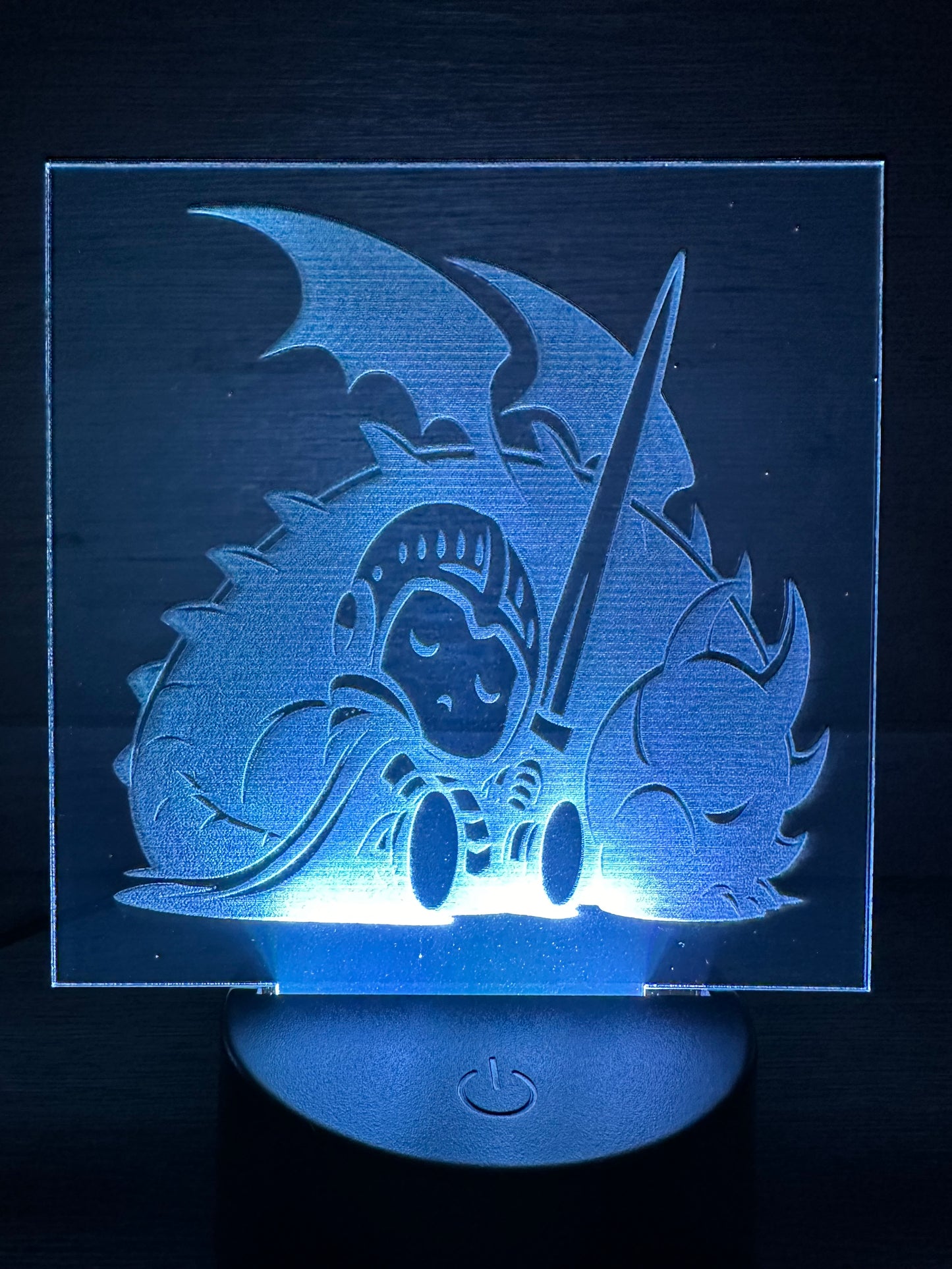 Engraved Acrylic with LED Light Base and Remote Control: Knight with Dragon Bestie