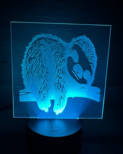 Engraved Acrylic with LED Light Base and Remote Control: Sleepy Sloth