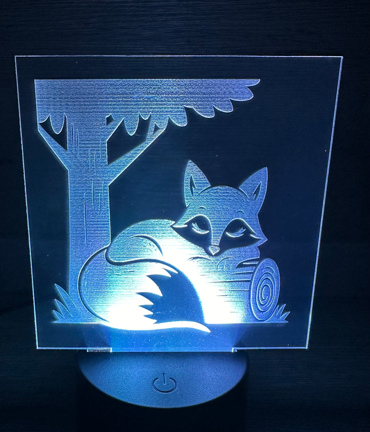 Engraved Acrylic with LED Light Base and Remote Control: Sleepy Fox