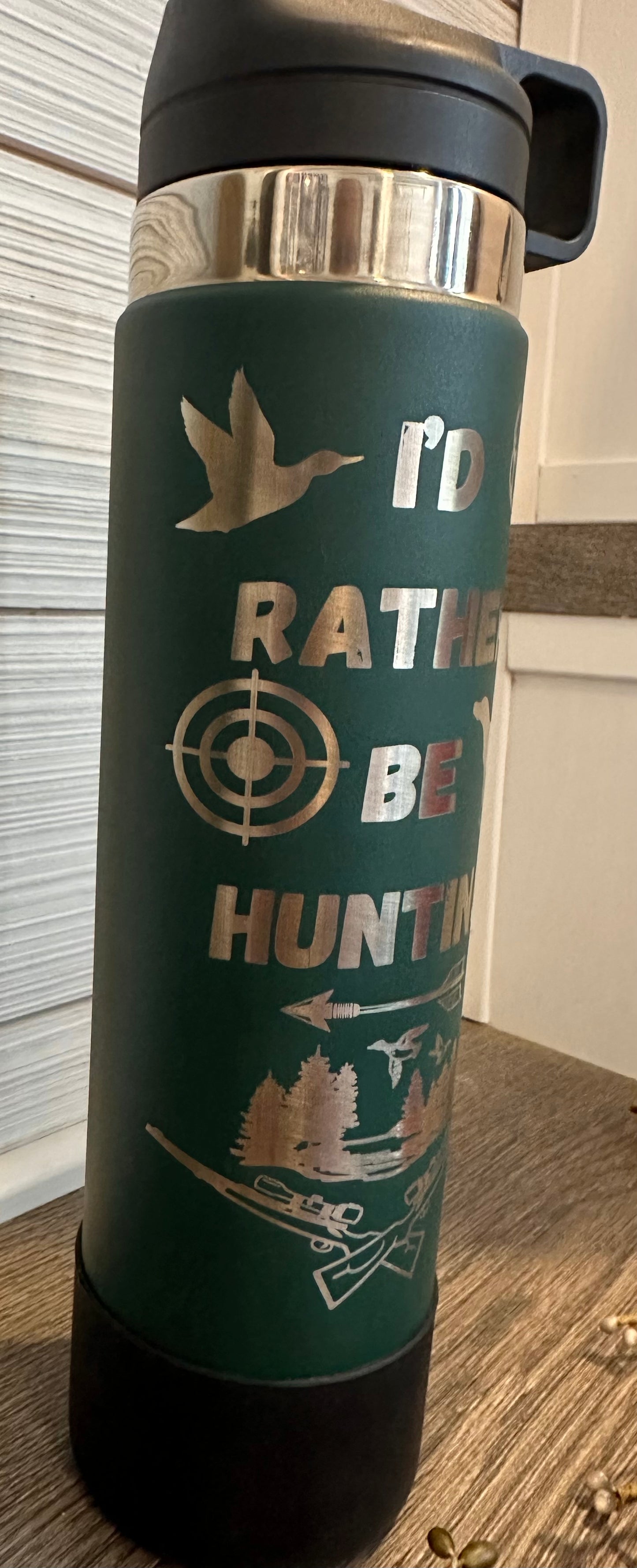 Stainless Steel Straw Lid Bottle: I’d Rather Be Hunting