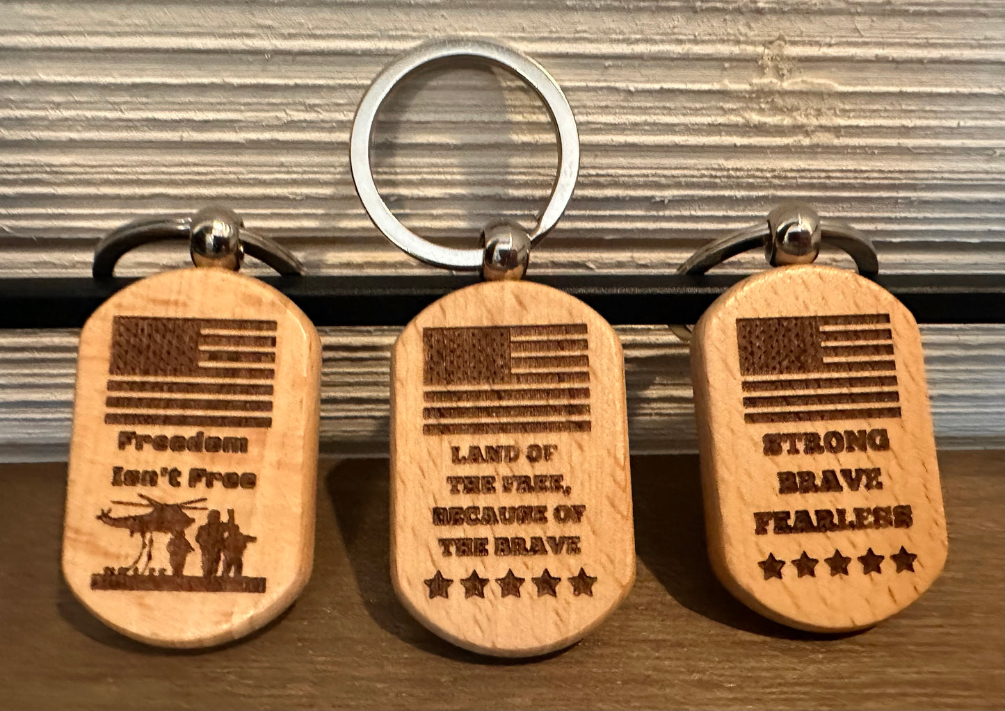 Wooden Keychain Set - Patriotic Collection I (Set of 3)