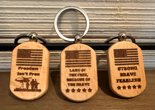 Wooden Keychain Set - Patriotic Collection I (Set of 3)