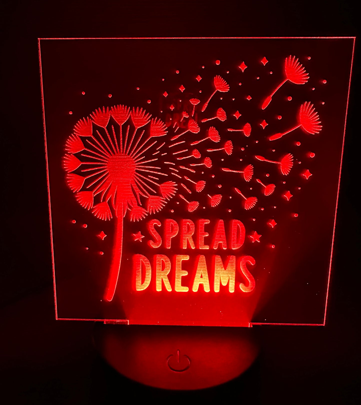 Engraved Acrylic with LED Light Base and Remote Control: Spread Dreams