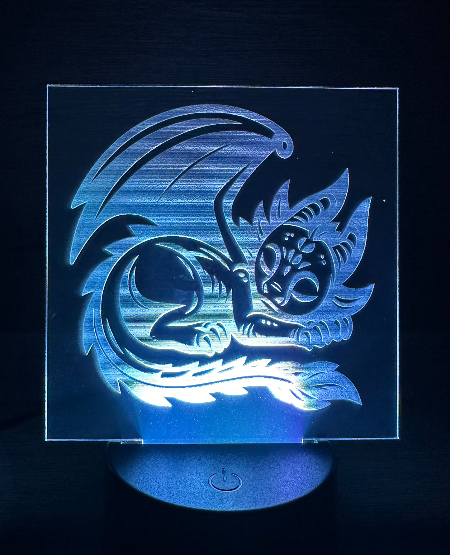 Engraved Acrylic with LED Light Base and Remote Control: Sleepy Dragon