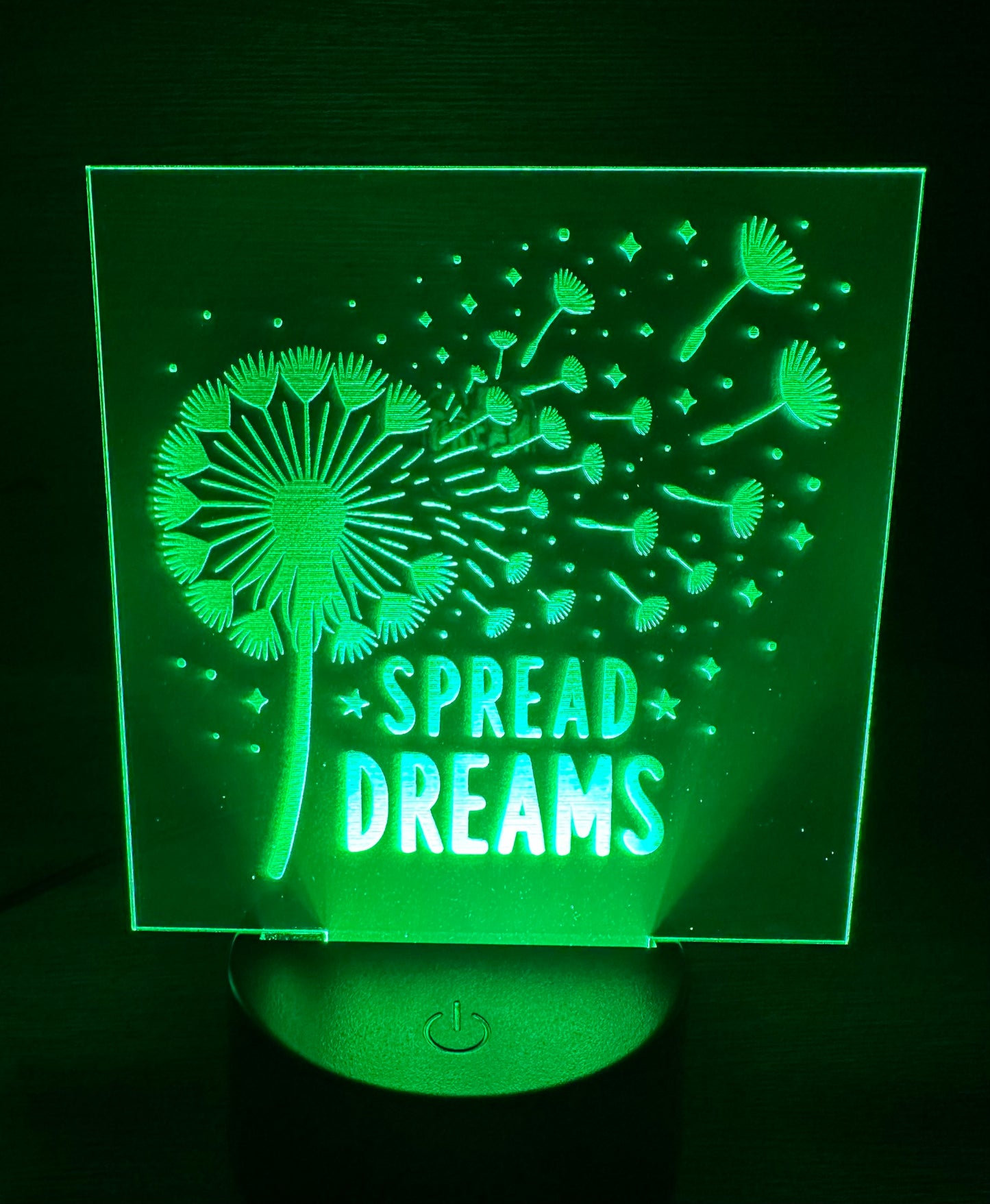 Engraved Acrylic with LED Light Base and Remote Control: Spread Dreams