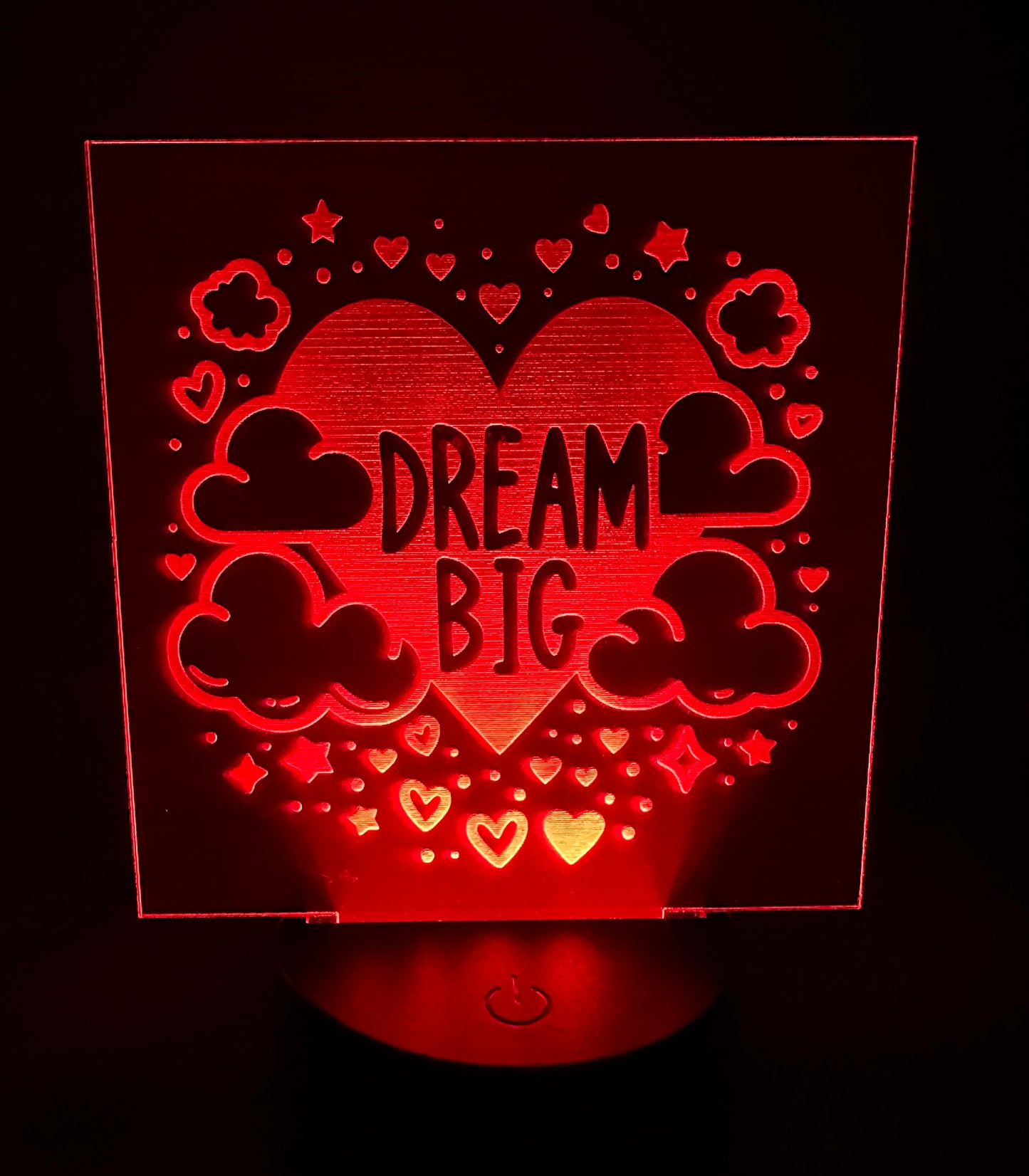 Engraved Acrylic with LED Light Base and Remote Control: Dream Big