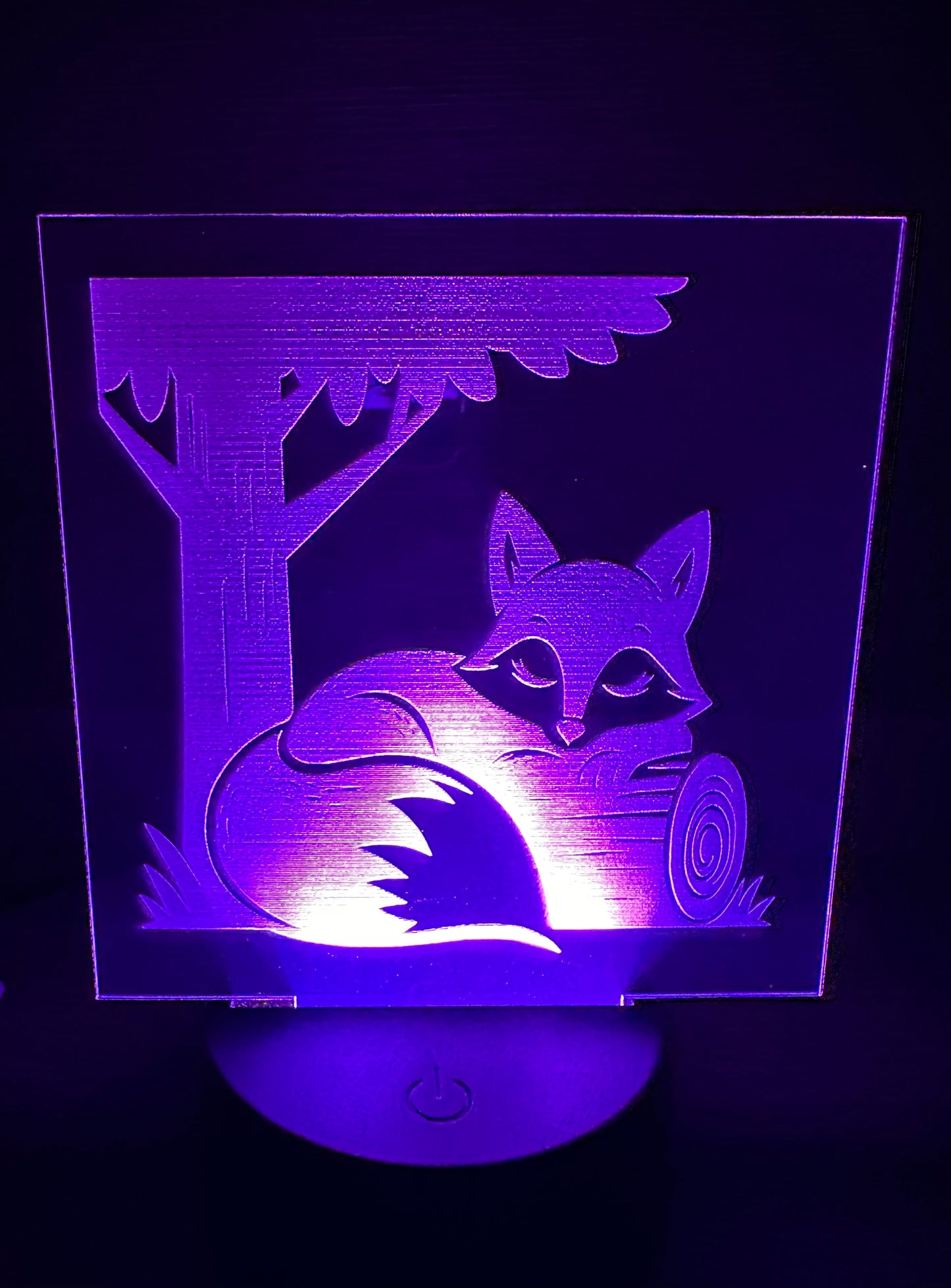 Engraved Acrylic with LED Light Base and Remote Control: Sleepy Fox