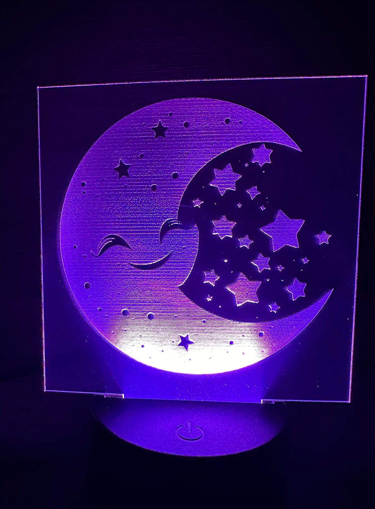 Engraved Acrylic with LED Light Base and Remote Control: Smiling Moon