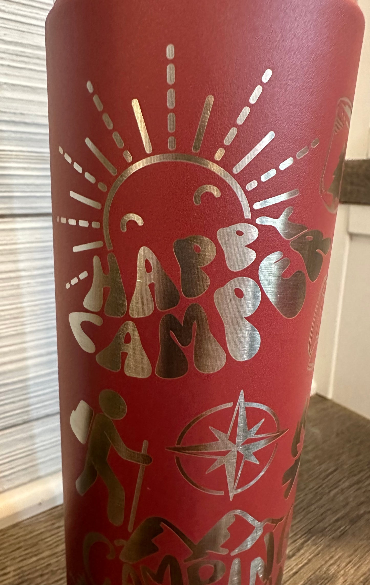 Stainless Steel Straw Lid Bottle: Happy Camper with Camping Crew