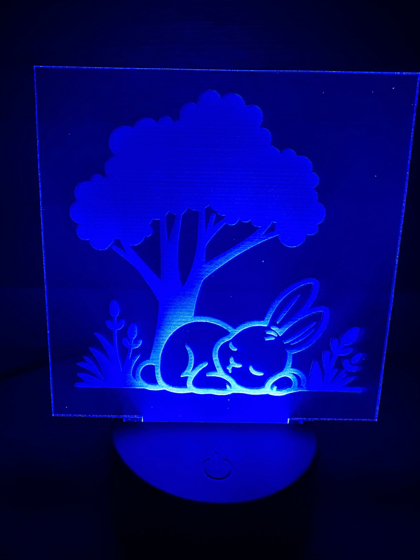 Engraved Acrylic with LED Light Base and Remote Control: Sleepy Bunny