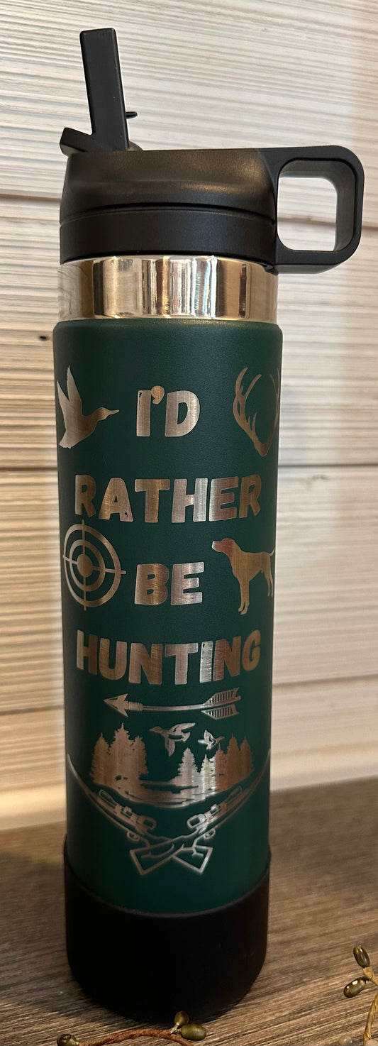 Stainless Steel Straw Lid Bottle: I’d Rather Be Hunting