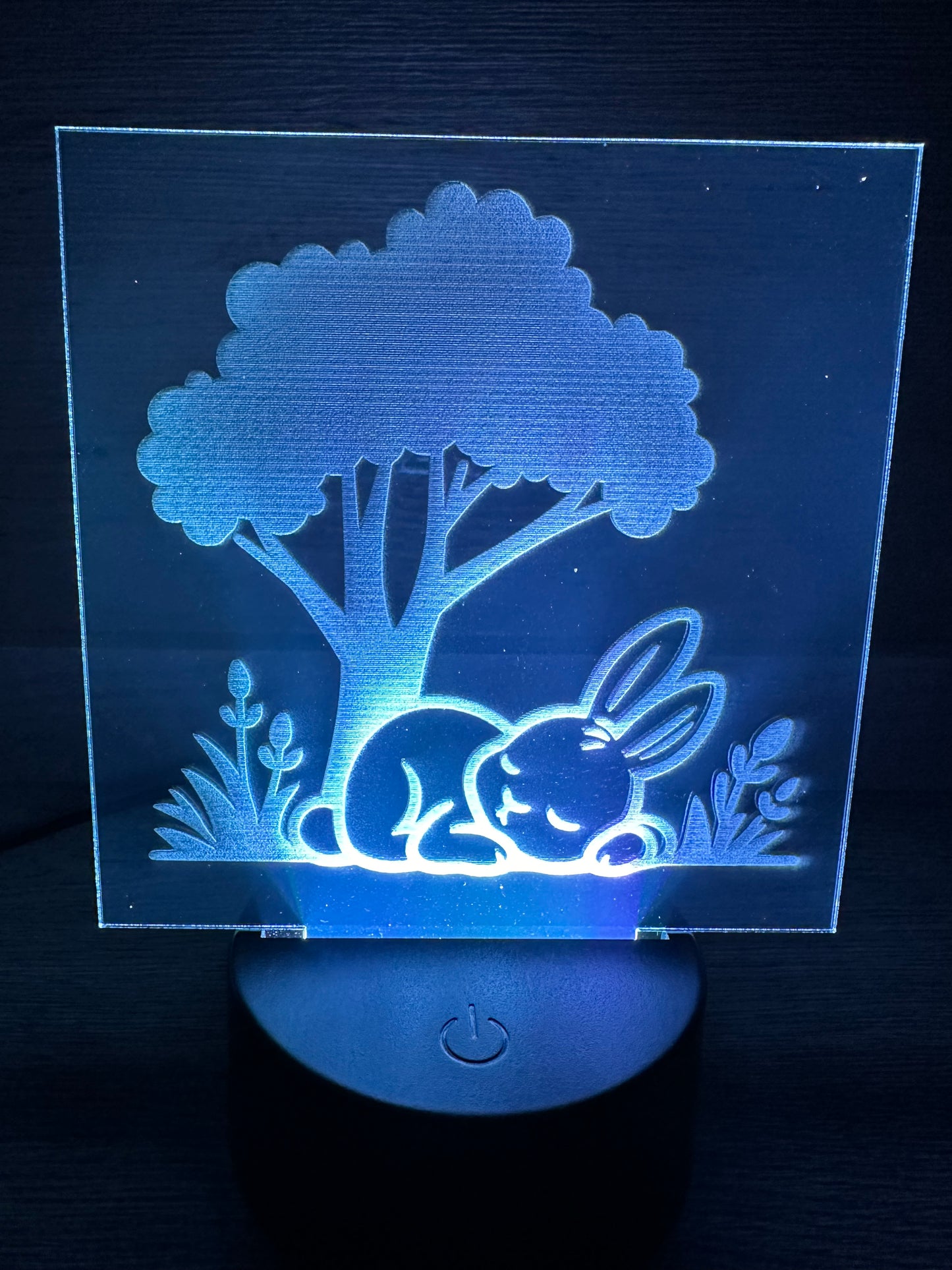 Engraved Acrylic with LED Light Base and Remote Control: Sleepy Bunny