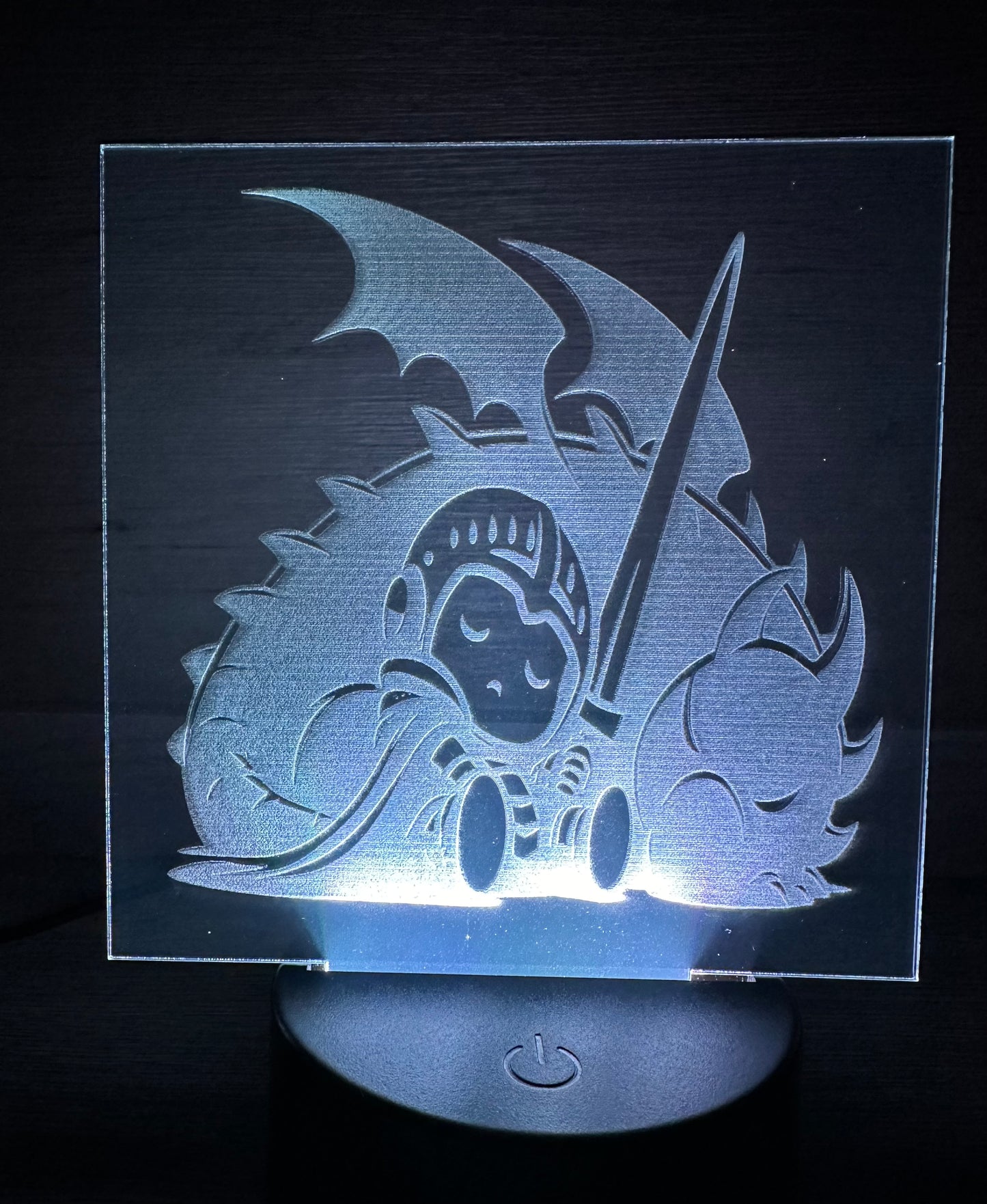 Engraved Acrylic with LED Light Base and Remote Control: Knight with Dragon Bestie