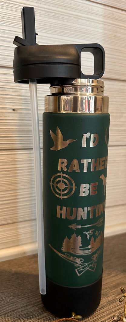 Stainless Steel Straw Lid Bottle: I’d Rather Be Hunting