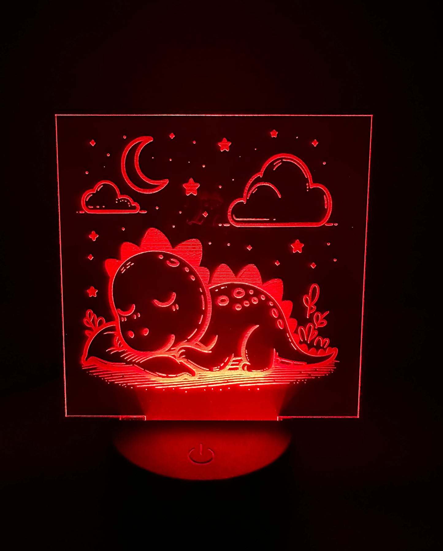 Engraved Acrylic with LED Light Base and Remote Control: Sleepy Dino