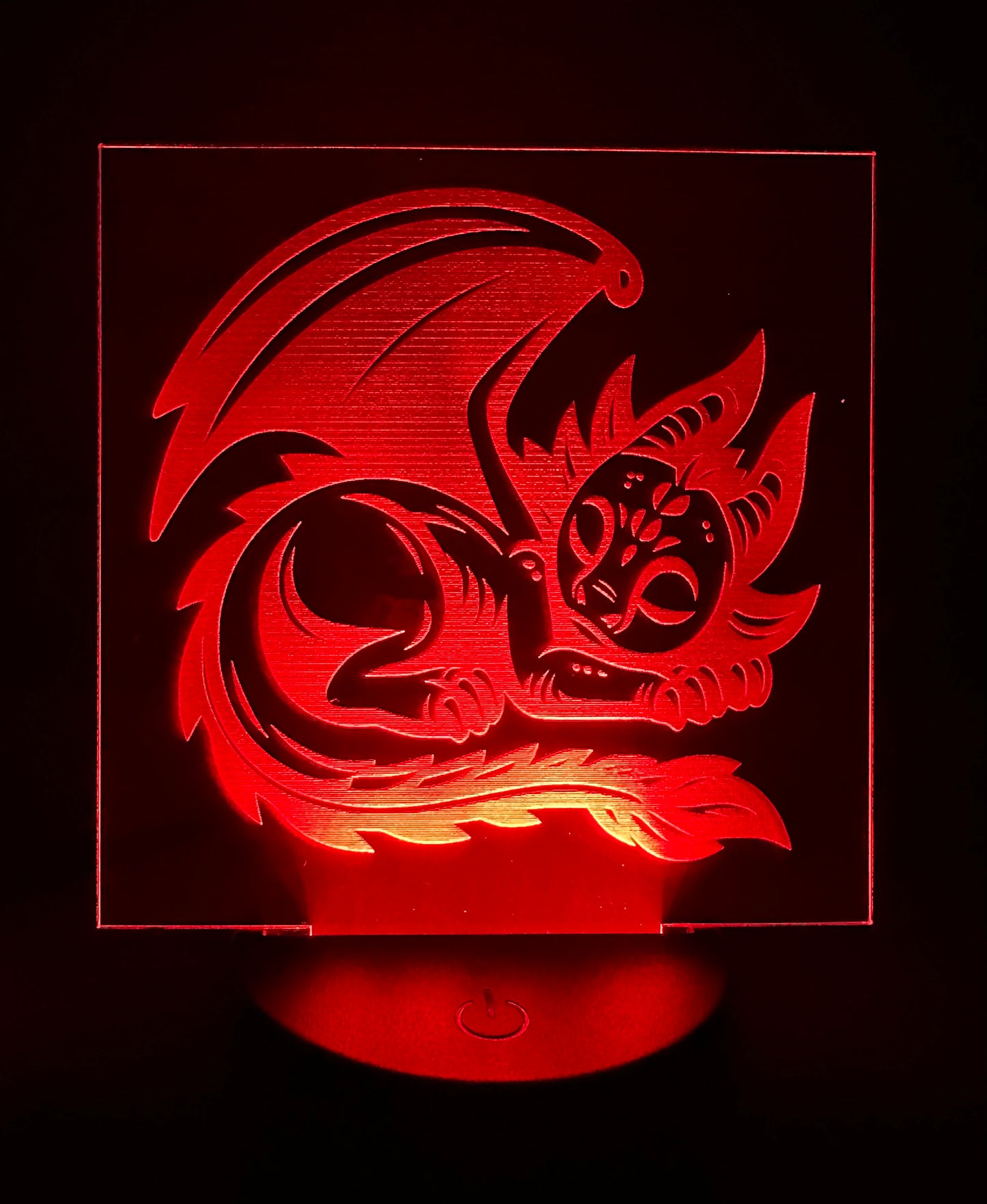 Engraved Acrylic with LED Light Base and Remote Control: Sleepy Dragon